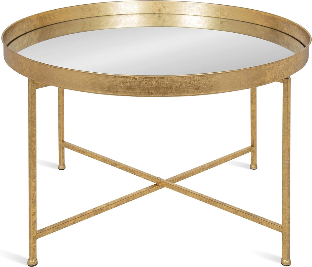 Kate and Laurel Celia Metal Foldable Round Accent Coffee Table, 28.25" x...