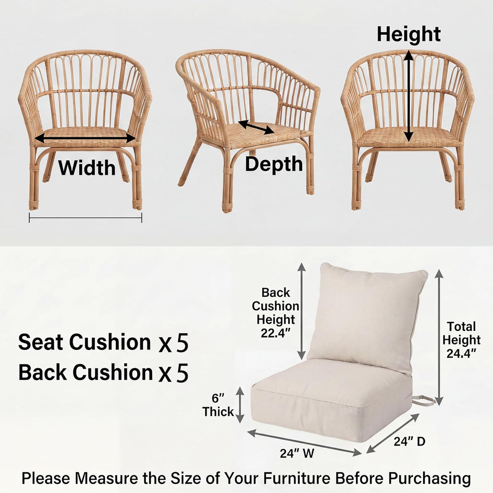 6" Thick Outdoor Chair Cushions, 24" *24" *6" Waterproof ...