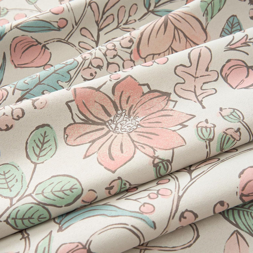 JINCHAN Pink Blackout Curtains Floral Drapes Farmhouse 84 Inch 2 Panels
