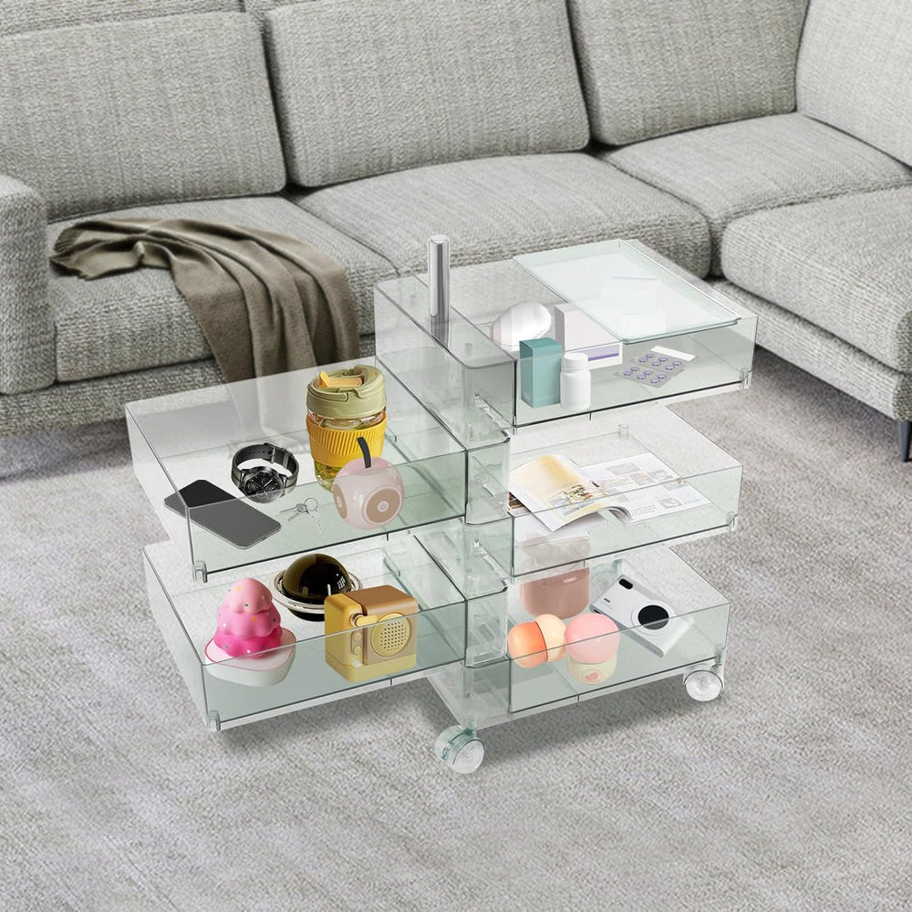 Bacocoo 360° Rotation Storage Cabinet, 5 Storey Movable Bedside Table with 4 ...