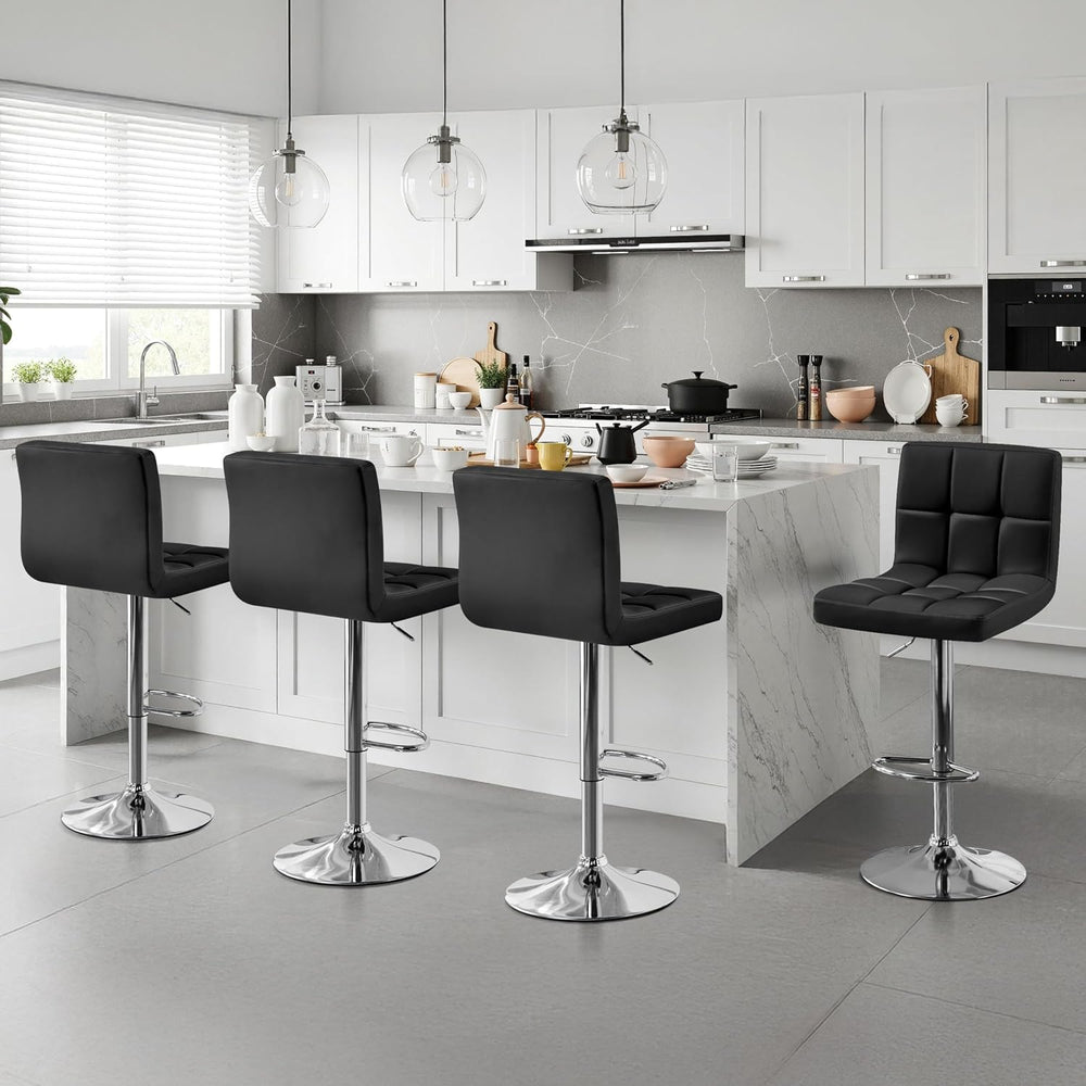 Yaheetech Bar Stools Set of 4, PU Leather Swivel Barstools, Height Adjustable...