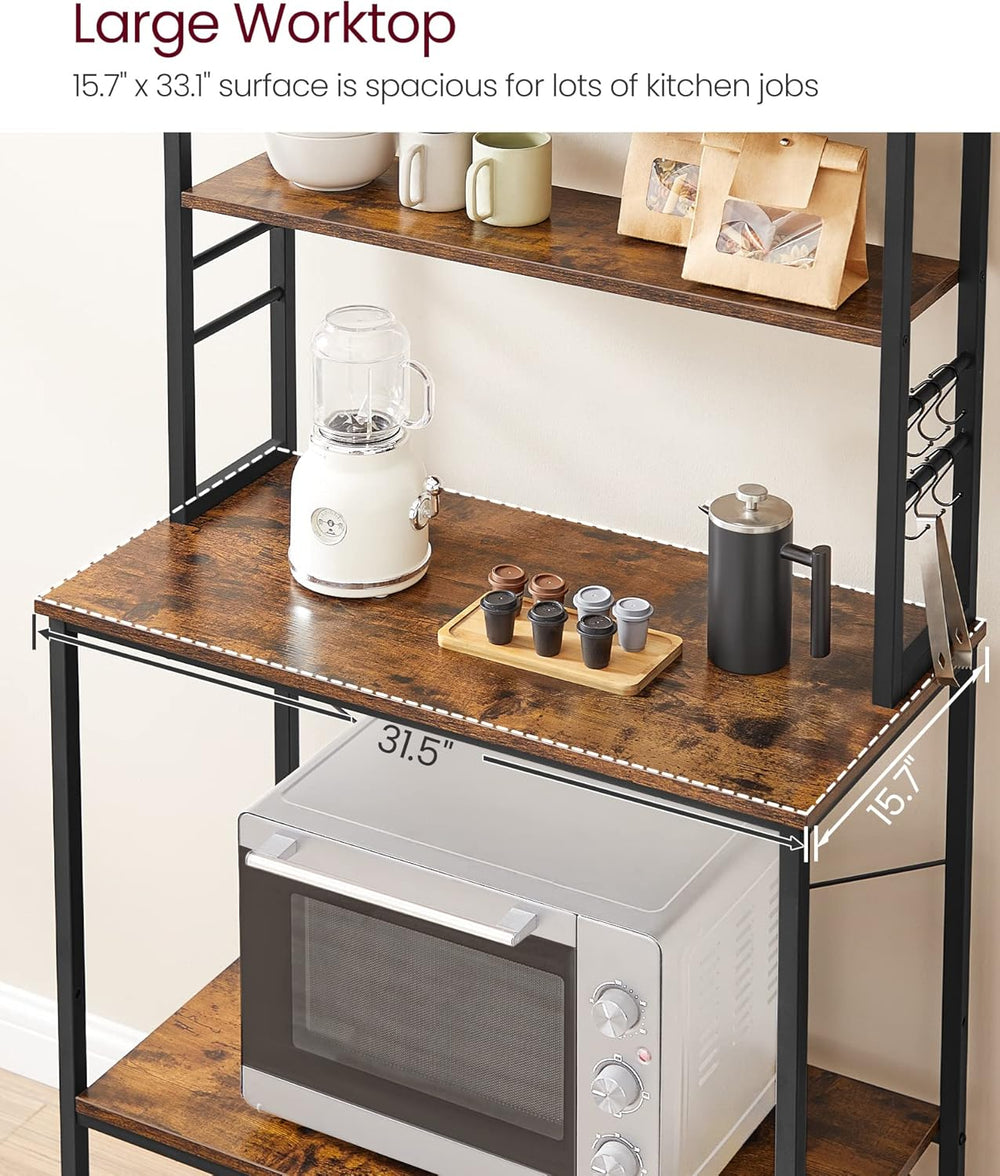 VASAGLE Coffee Bar, 31.5 Inches Baker's Rack for Kitchen with Storage, 6-...