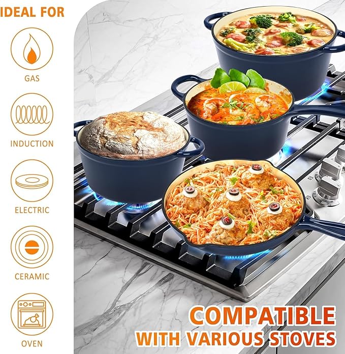 Hisencn Enameled Cast Iron Cookware Set