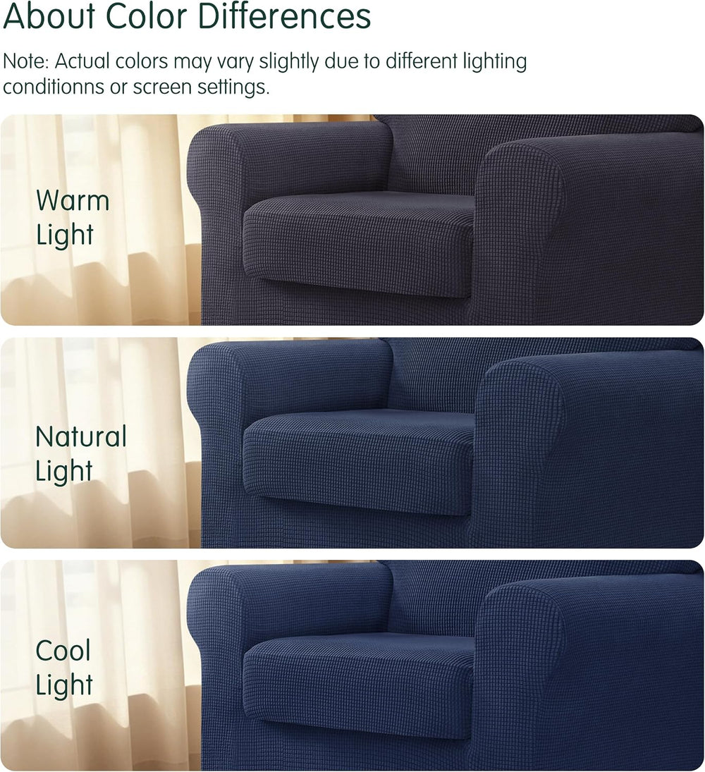 Chun YI 3 Piece Stretch Armchair Sofa Cover, 1 Seater Couch Slipcover with On...