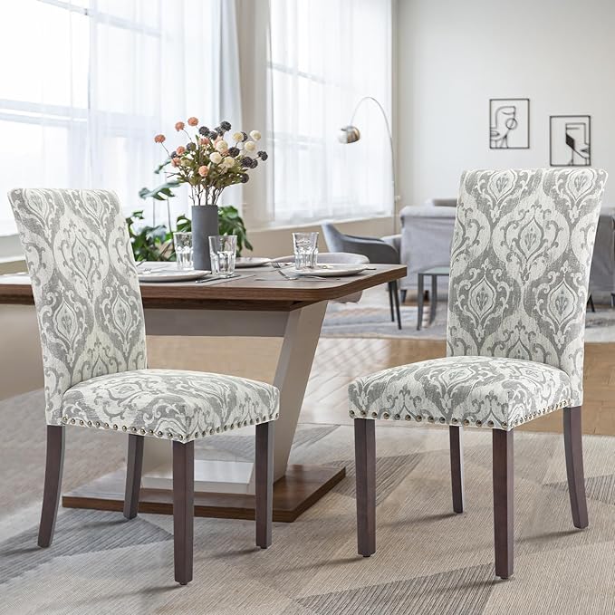 COLAMY Upholstered Parsons Dining Chairs Set of 4, Fabric Dining Room Kitchen...