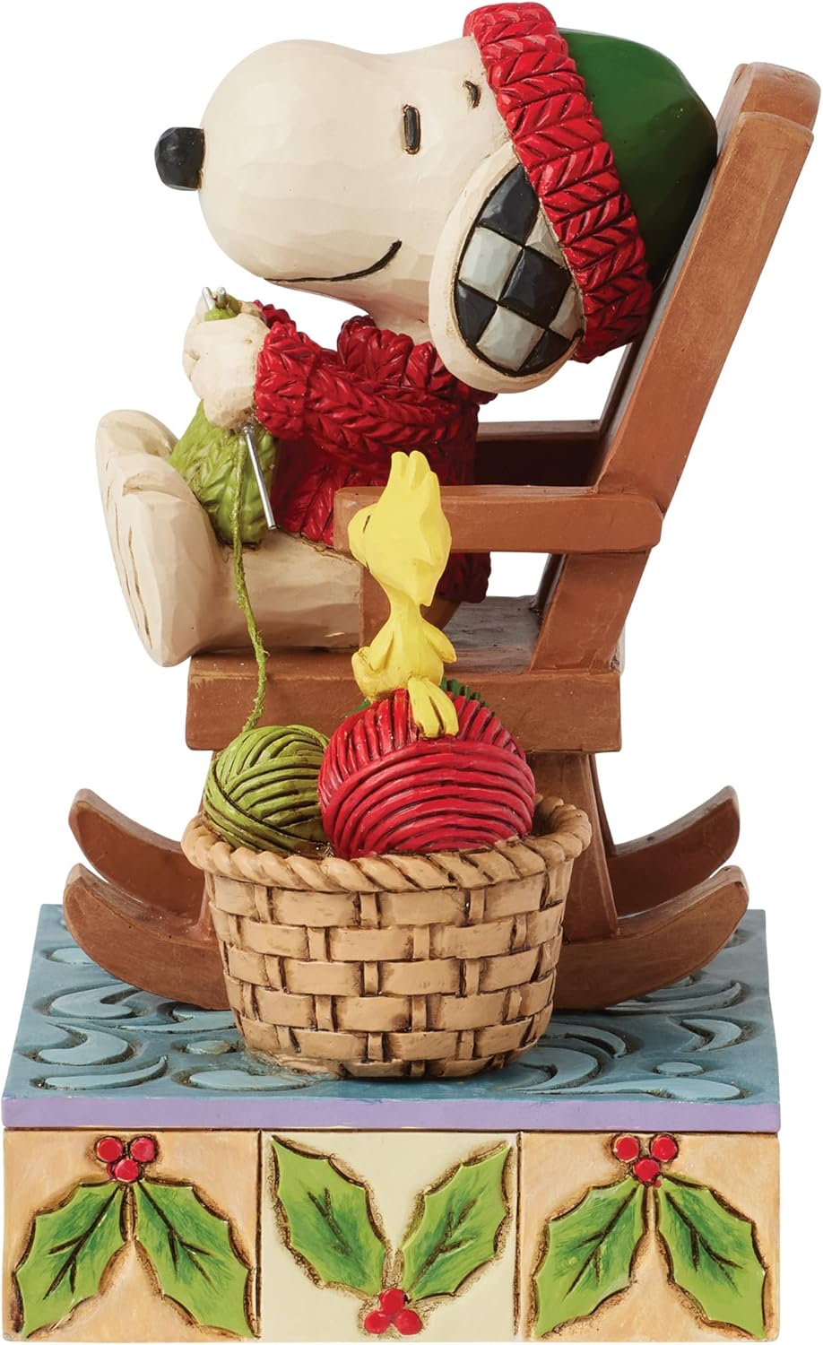 Enesco Peanuts by Jim Shore Snoopy in Rocking Chair Knitting with Woodstock F...
