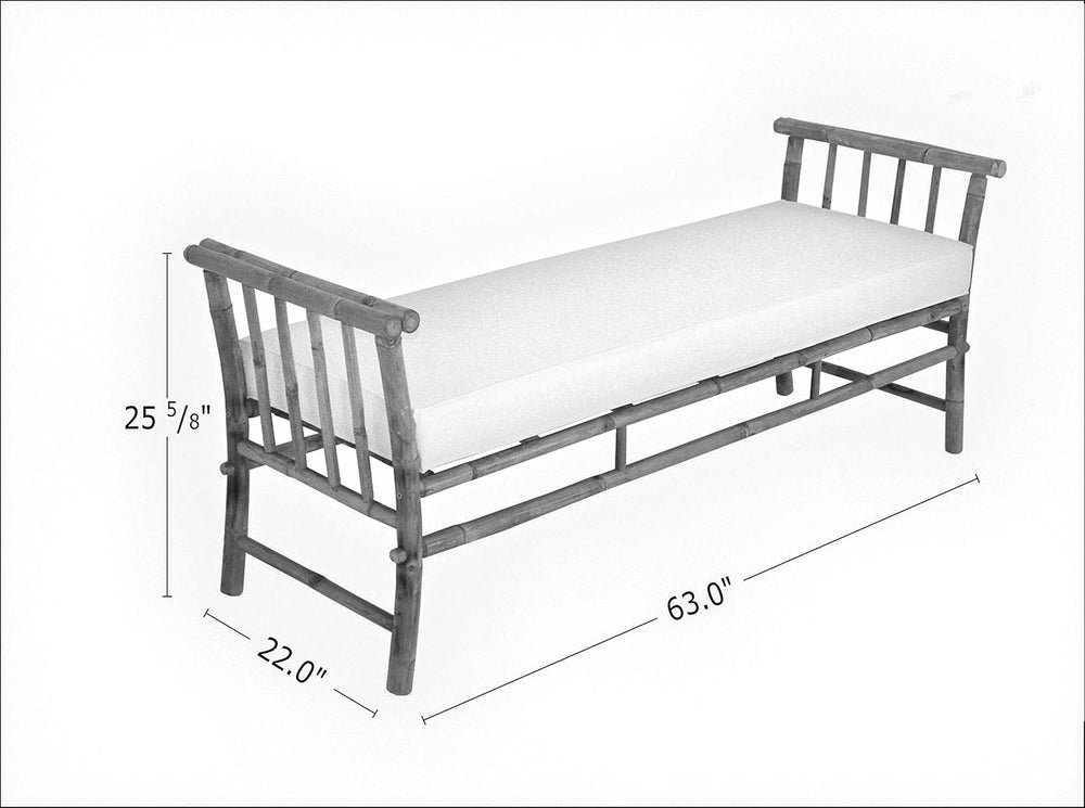 Statra Siesta Daybed Lounger Bamboo Bench Sofa Ottoman Seat, 26"H x 22&q...
