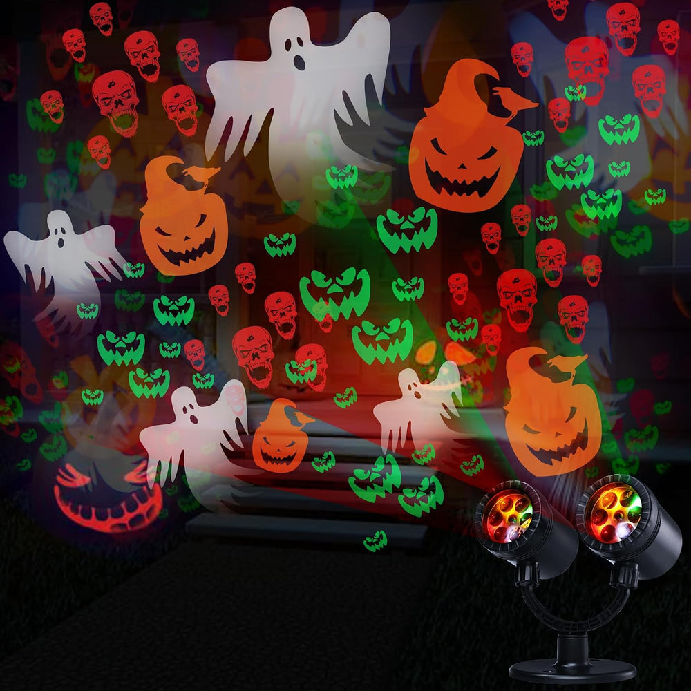 Toodour Halloween Projector Lights Outdoor, Double Head Dynamic Halloween Lig...