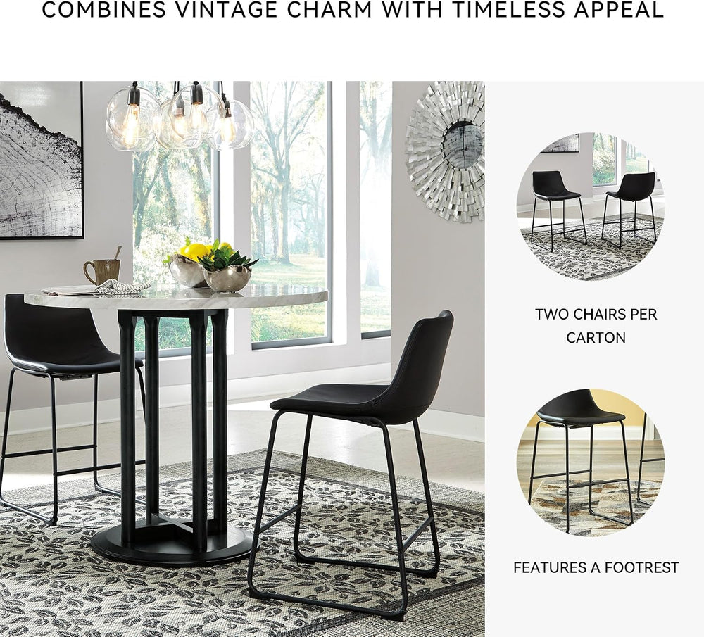 Signature Design by Ashley Counter Height Bar Stool, Set of 2, Black