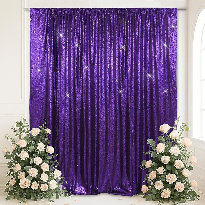 SquarePie Sequin Backdrop Less Transparent Background Sparkly Curtain for Wed...