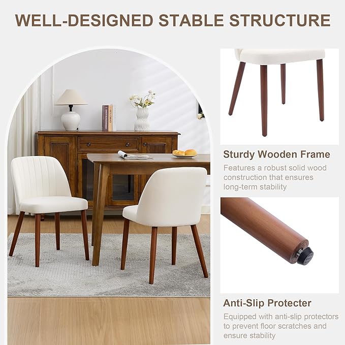 Wooden Dining Chairs Set of 4, Upholstered Kitchen Dining Room Chairs with Pa...