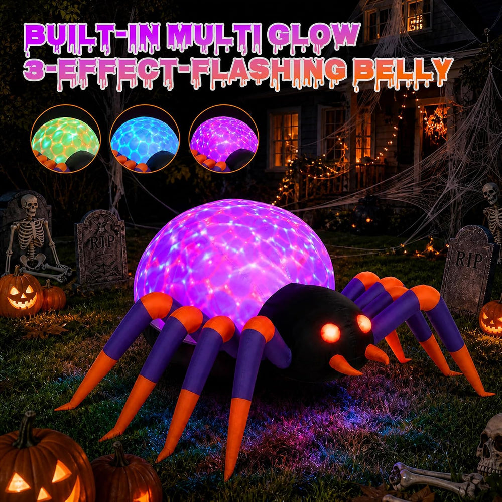 SUNNINO 8FT Halloween Inflatable Spider with LED Lights