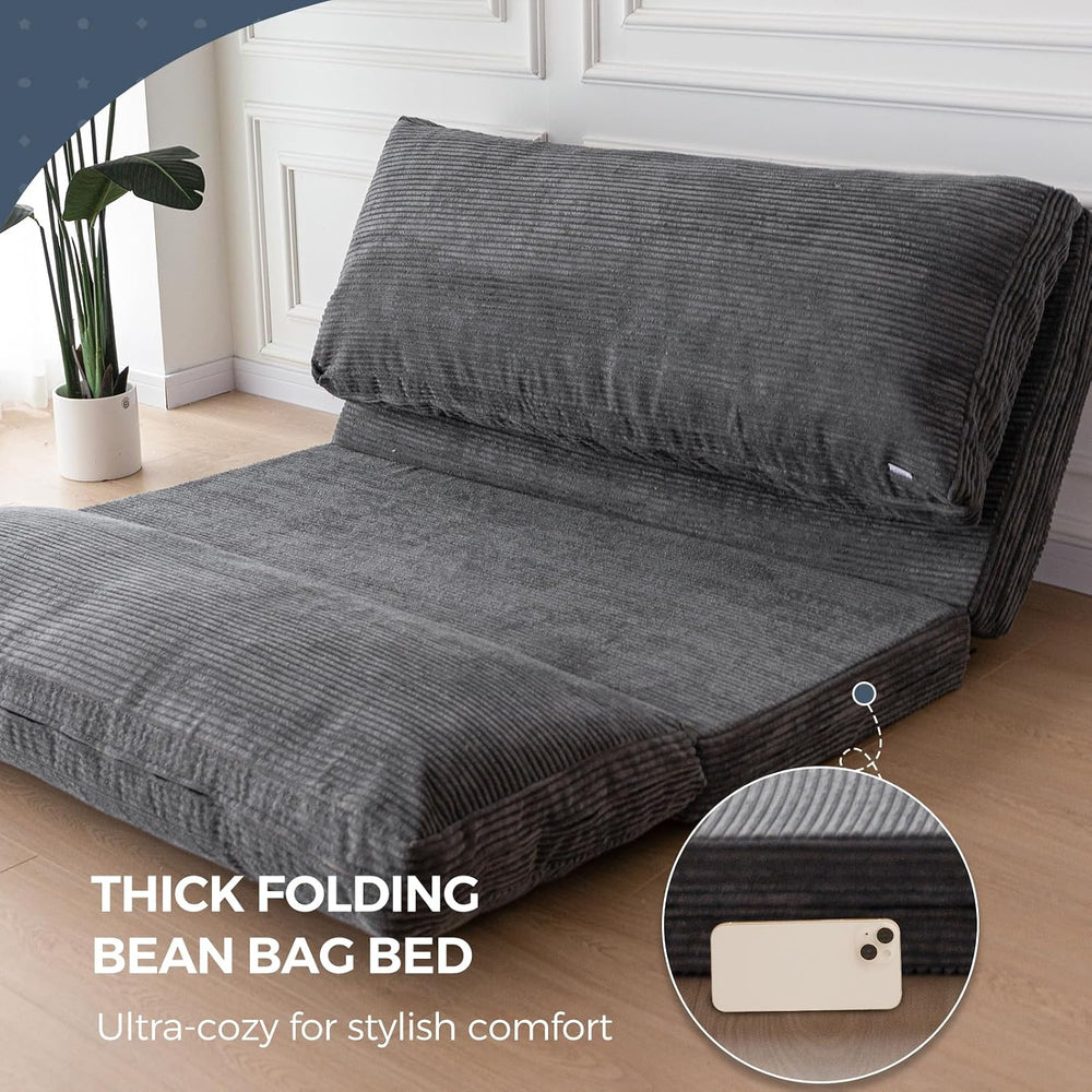 MAXYOYO Folding Sofa Bed, Convertible Chair Couch, Floor Bean Bag Sofa