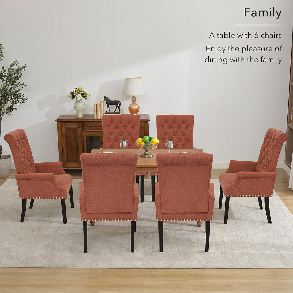 adochr Dining Chairs with Arms,Linen High Back Dining Room Chairs, Orange | U...