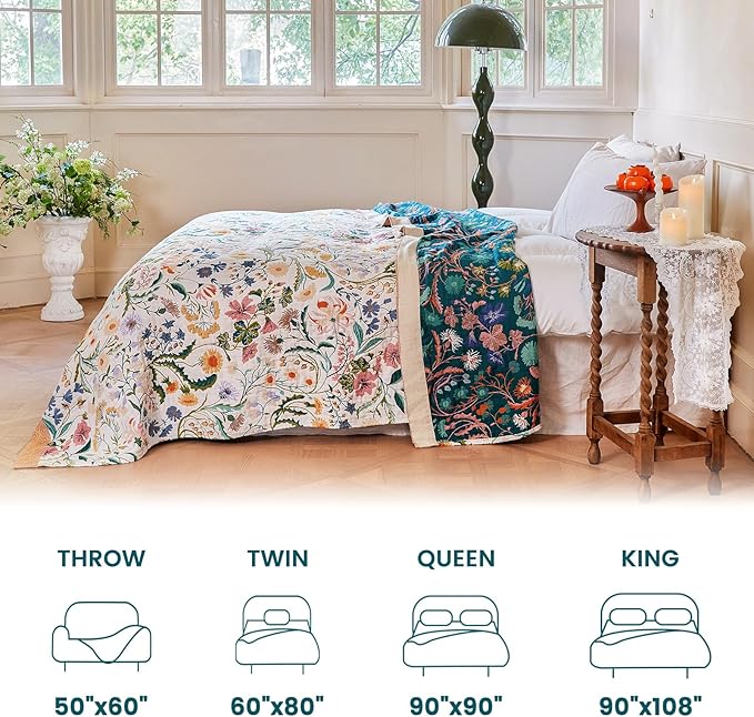 MSGKV The Boho Layer: 60"x80" Cotton Throw Blanket – Full Size