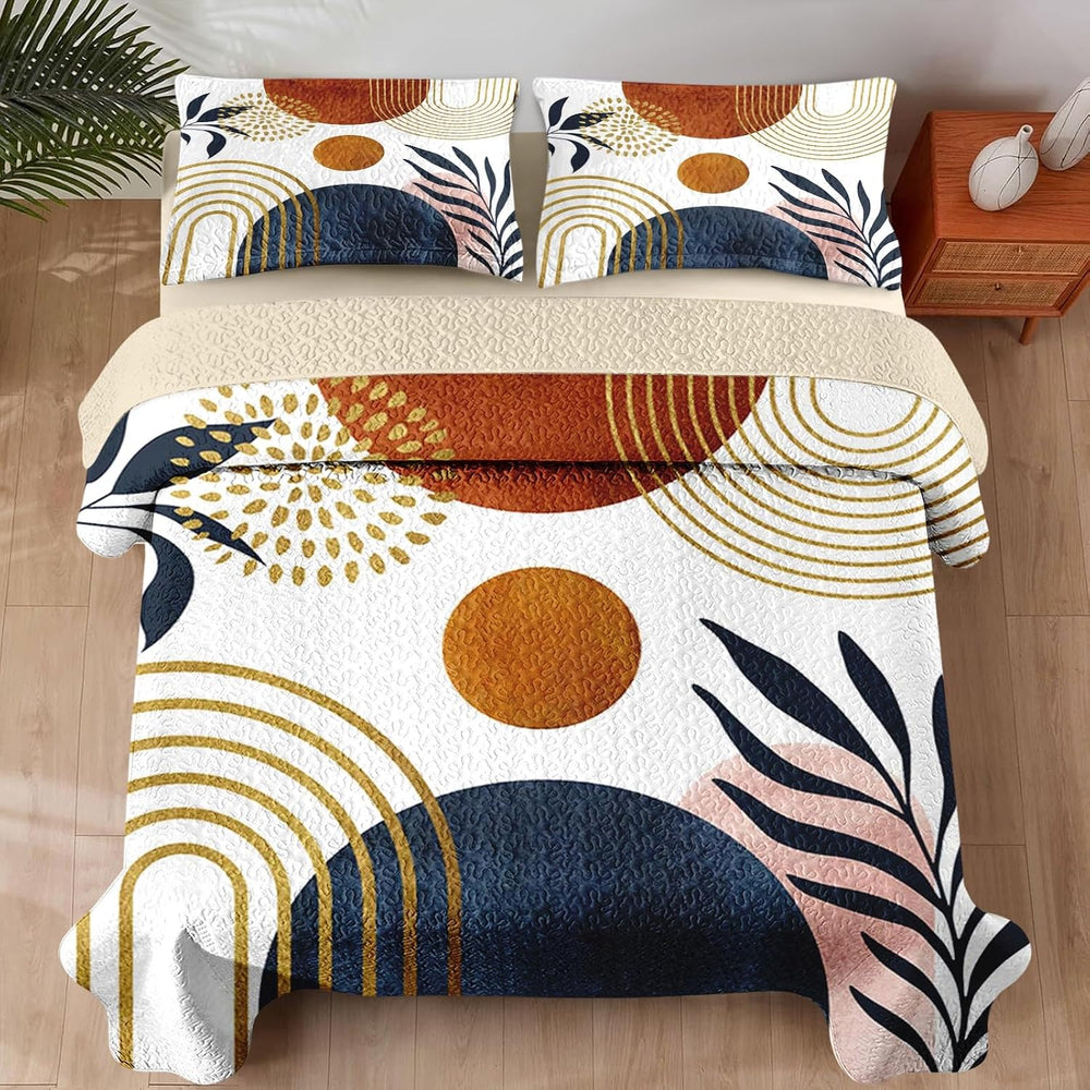Pamnest King Quilt Set, 3 Pieces Gold Yellow Bedding, Bedspread