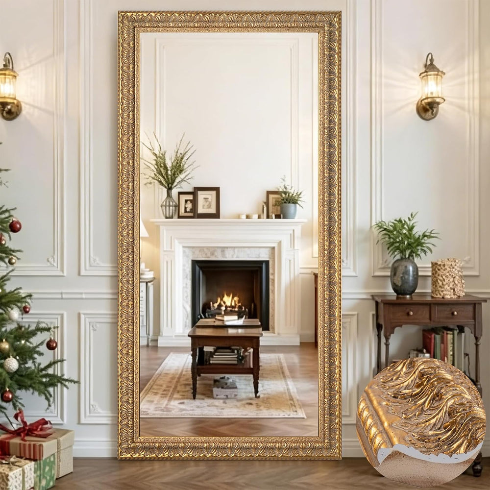 61"x31" Large Living Room Mirror for Decor, Gold Wall Mirror with C...