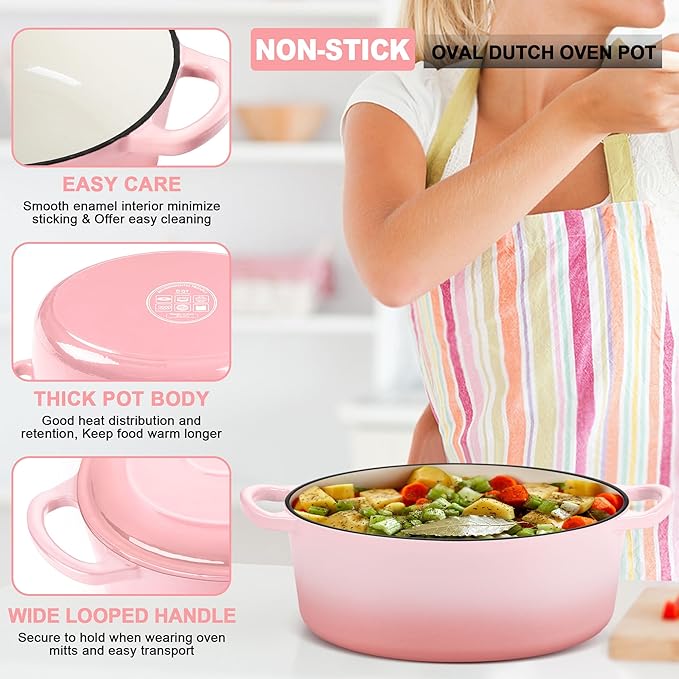 E-far 7QT Oval Dutch Oven Pot
