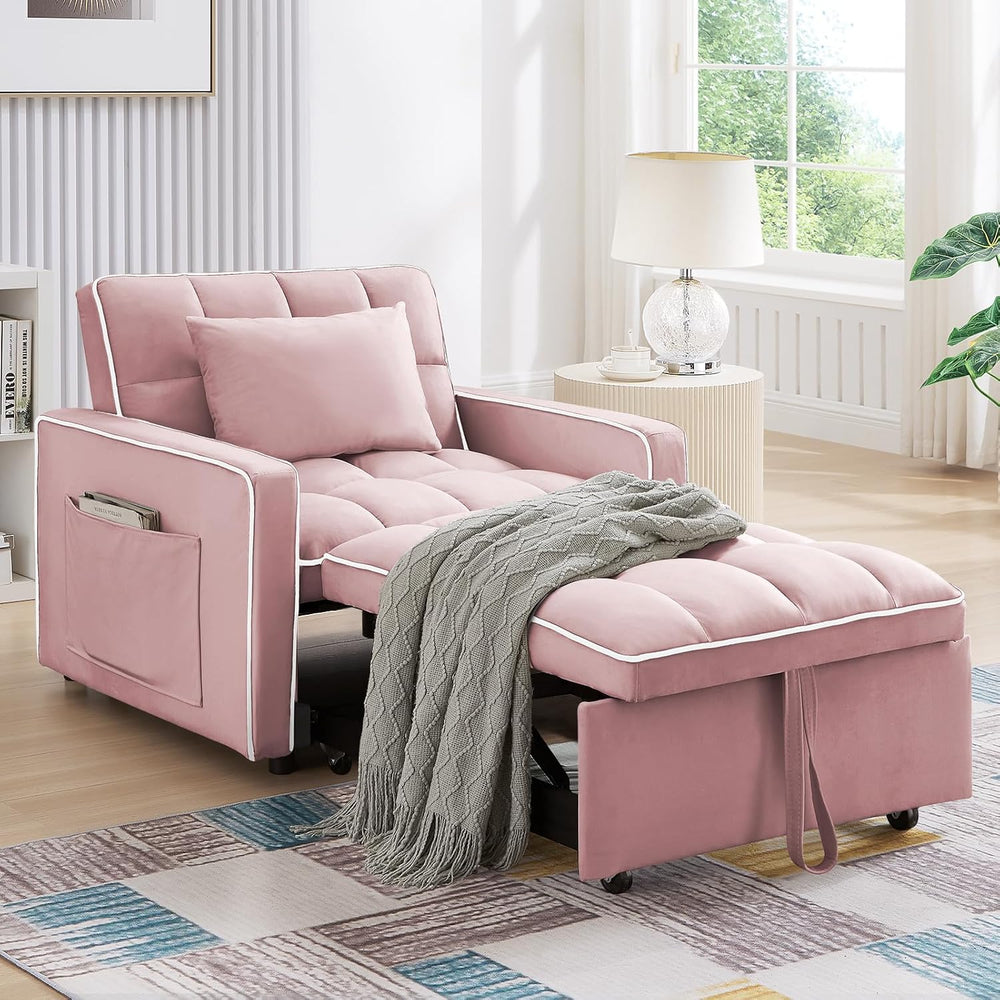 Antetek Convertible Sleeper Chair Bed, 3 in 1 Modern Velvet Pull Out Sofa Bed...