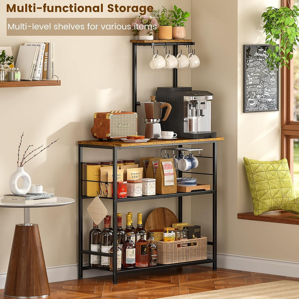 3IngSeagulls Bakers Rack with Storage, Kitchen Microwave Stand with Adjustabl...