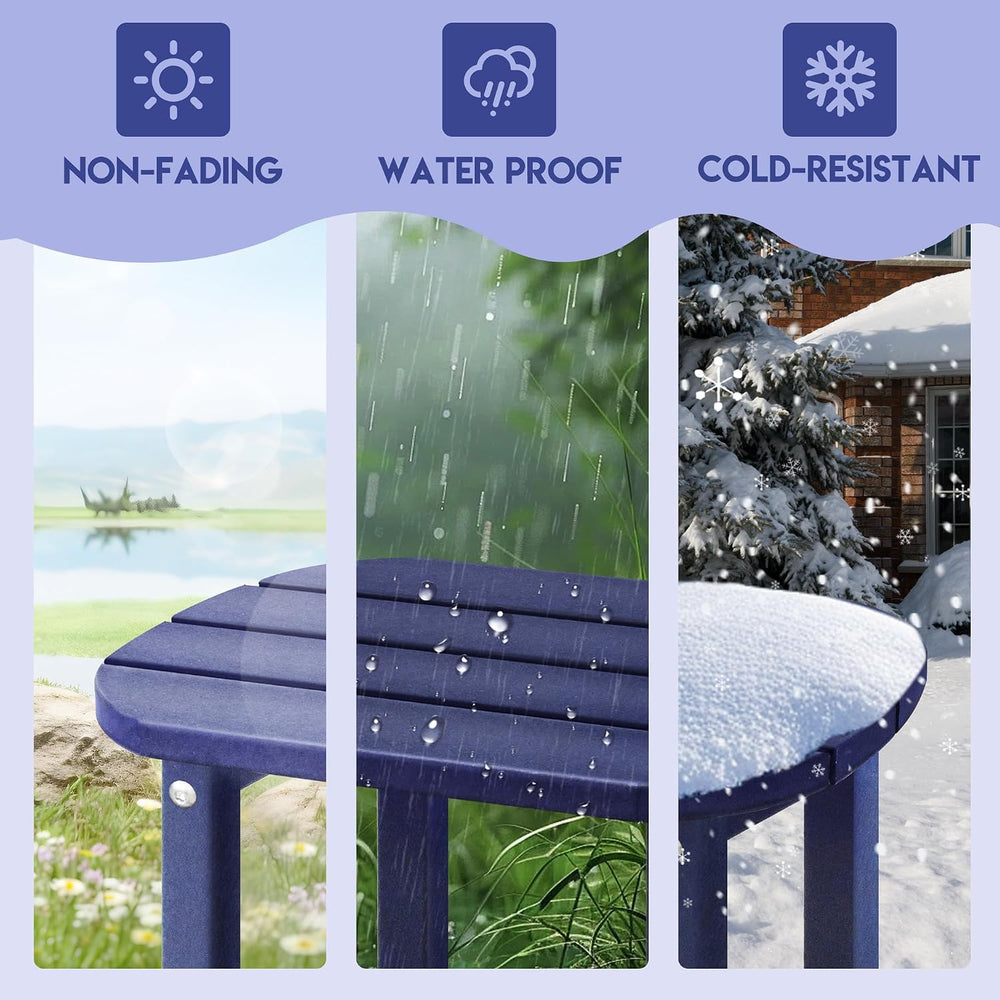 LZRS 2-Tier Patio Side Table, Heavy Duty HDPE Outdoor End Table with Wood Tex...