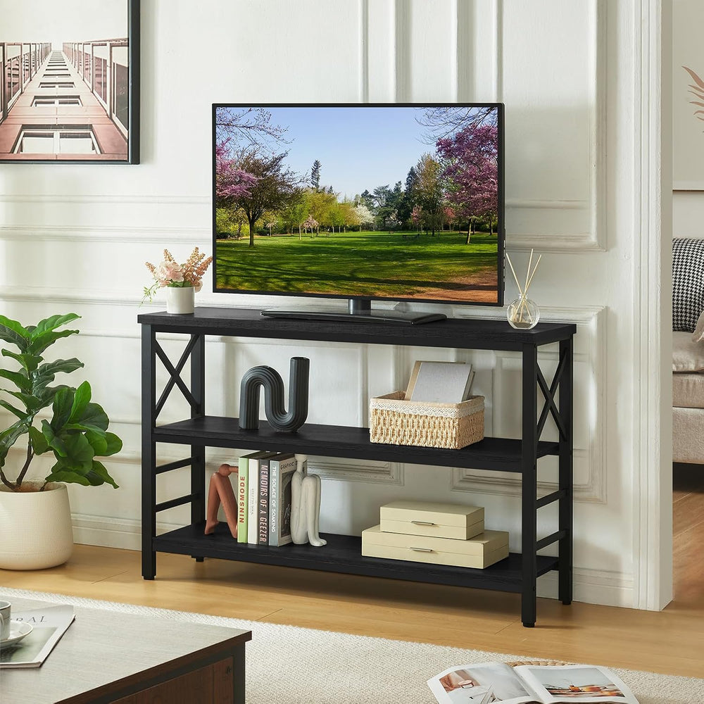 Hombazzar 3-Tier Sofa Table,Consoles Table for Entryway,Black 47"