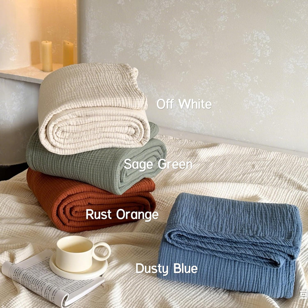 Simple&Opulence 100% Cotton Muslin Blanket King Size, Lightweight Breatha...