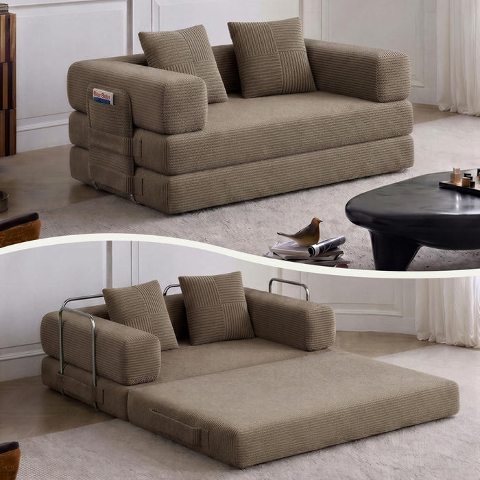 61" Convertible Futon Sofa Bed, Boneless Couch for Living Room