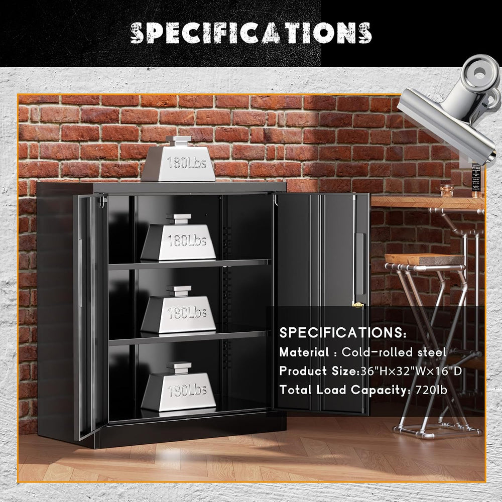 Greenvelly Metal Storage Cabinet, 36" Steel Garage Cabinet with Doors an...