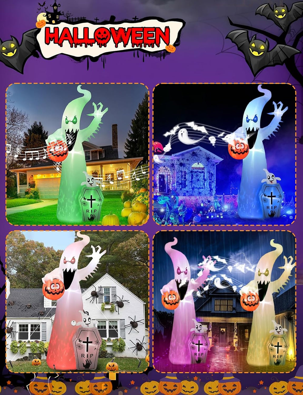 Elegear 12FT Ghost Halloween Inflatable, Motion-Activated Spooky Sounds
