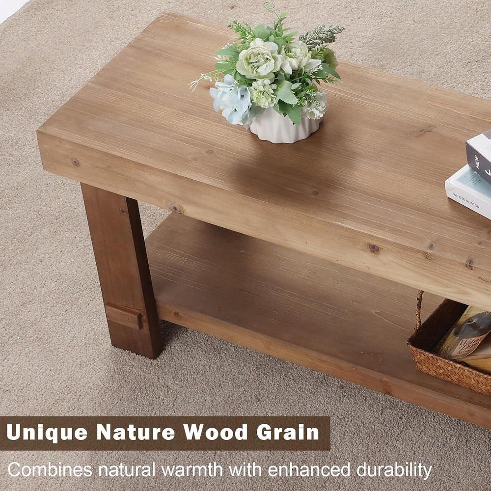 31.5" Solid Wood Bench, Small Farmhouse Narrow Storage Bench, Natural | ...
