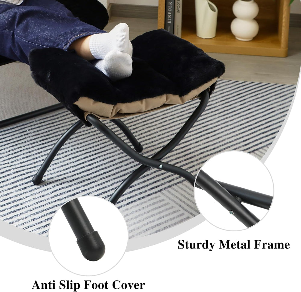 15"(H) Folding Ottoman, Foldable Footrest Stool, Portable Small Foot Sto...