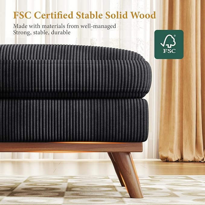 Vesgantti Large Ottoman for Modular Sofa, 29.5" Corduroy Ottoman with Sp...