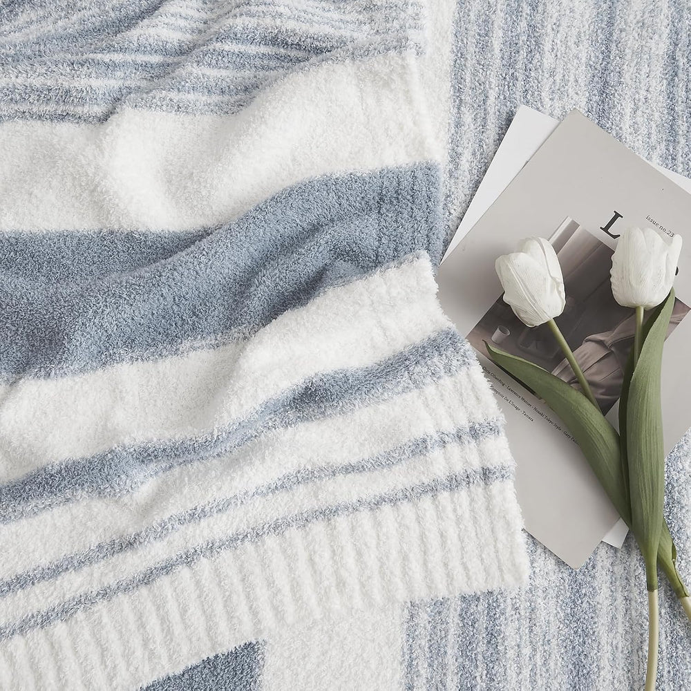 Soft Throw Blanket for Couch-Cozy Reversible Knitted Blankets