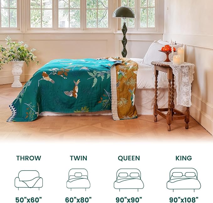 MSGKV The Boho Layer: 60"x80" Cotton Throw Blanket – Full Size