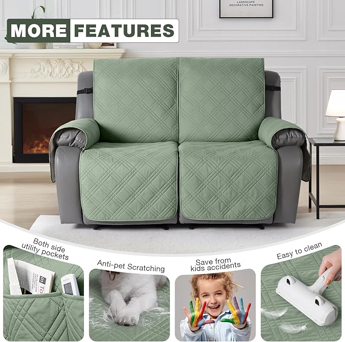 TAOCOCO 100% Waterproof Loveseat Recliner Covers 2 Seater, Split Loveseat Covers