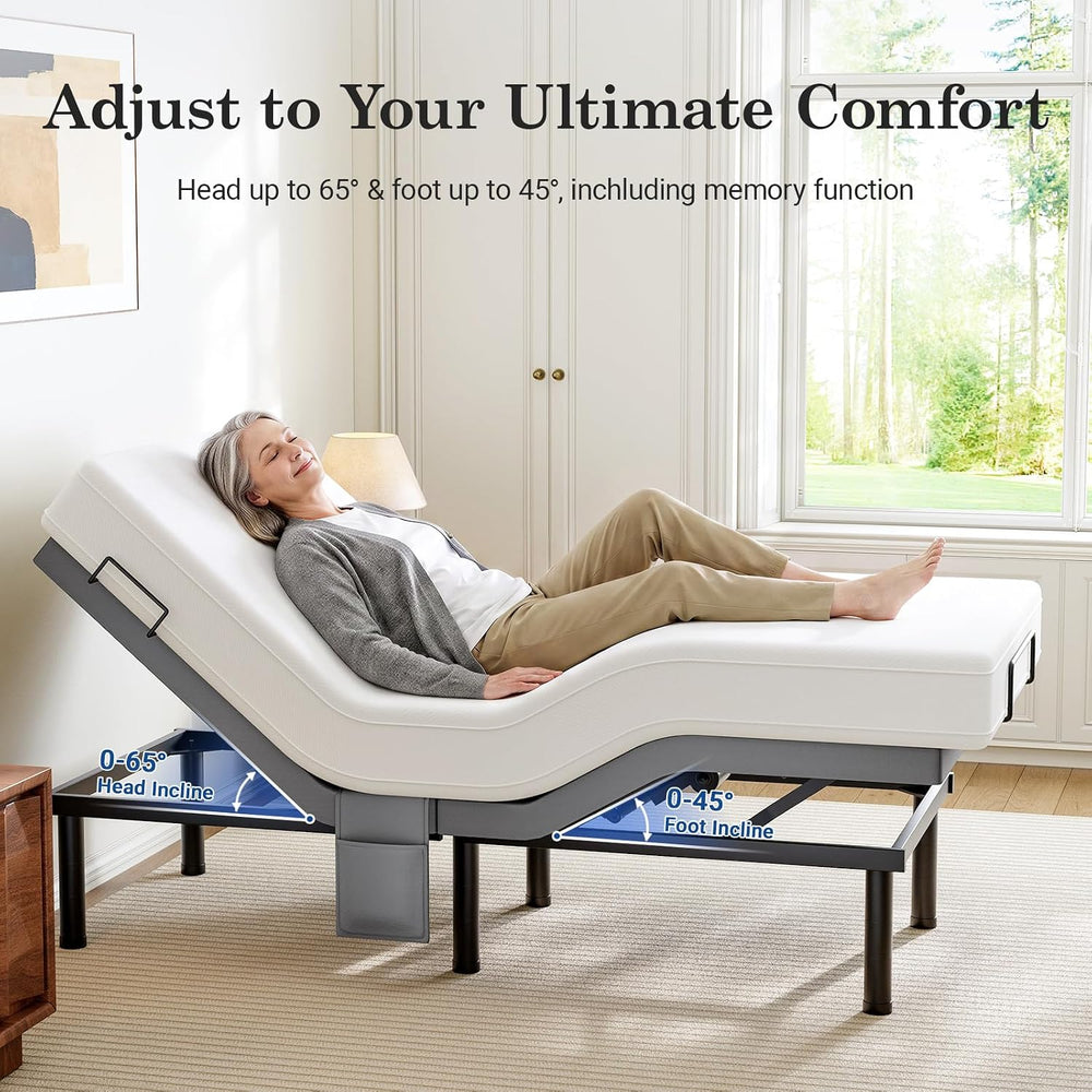 Adjustable Bed Frame Twin XL with Massage, Electric Bed Base Frame with Adjus...