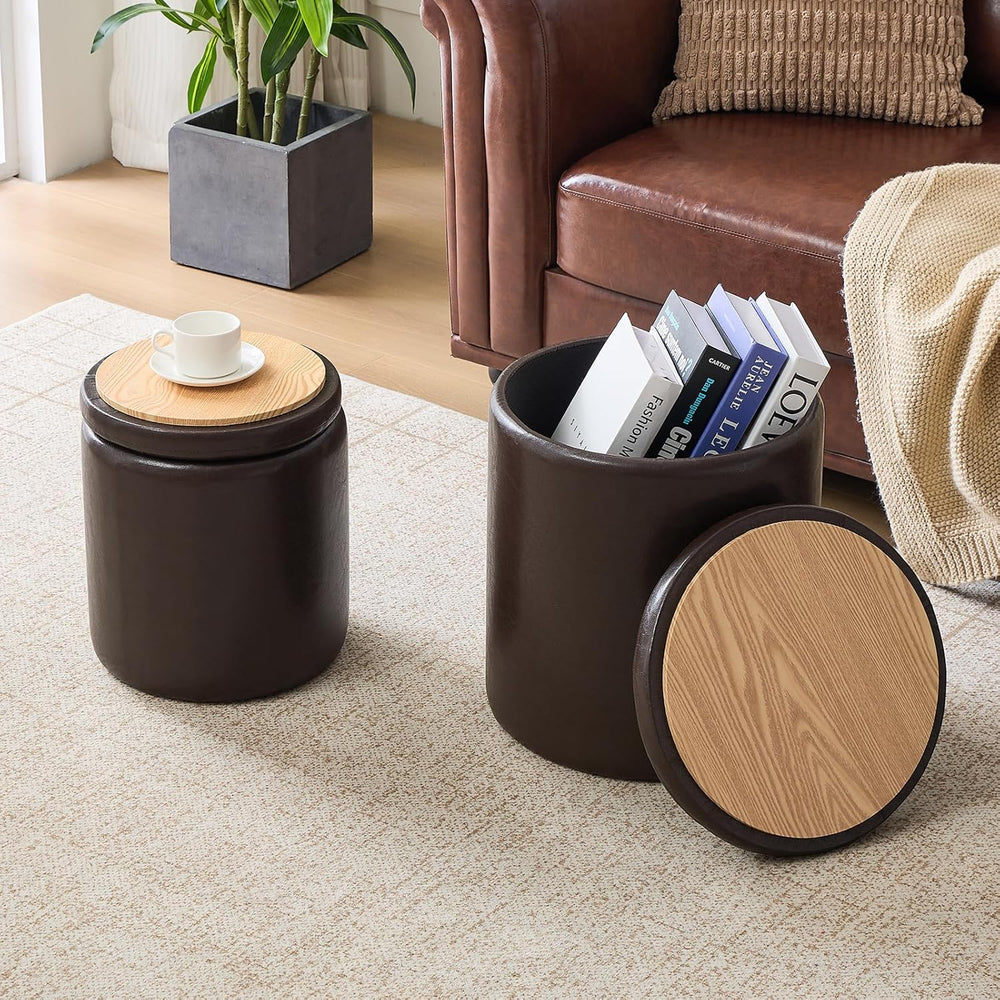 oakvivo Round Set of 2 14.76" L x 14.76" W x 17.32" H Faux Lea...