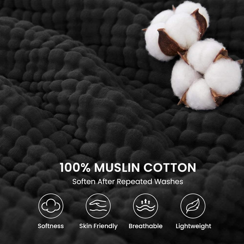 Love's Cabin 100% Cotton Muslin Blanket King Size for Bed, Black
