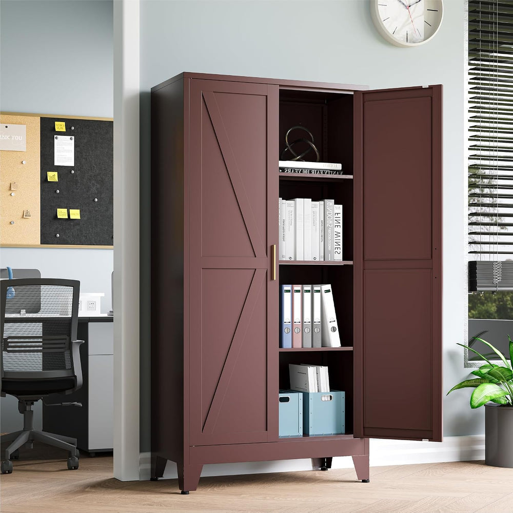 Baborokic 61H Metal Storage Cabinet with 2 Doors and Adjustable Shelves,Farmh...