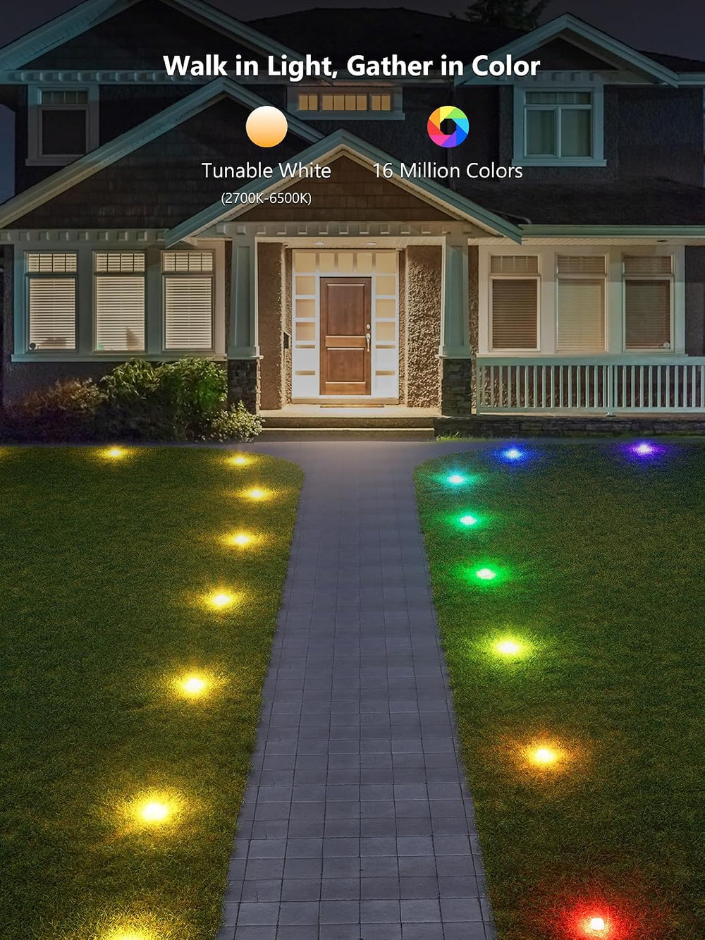 Brizled Halloween Lights Outdoor, 50ft Color Changing Smart Ground Lights