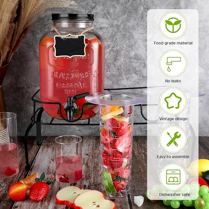 Lallisa 2 Pcs 2 Gallon Glass Drink Dispenser