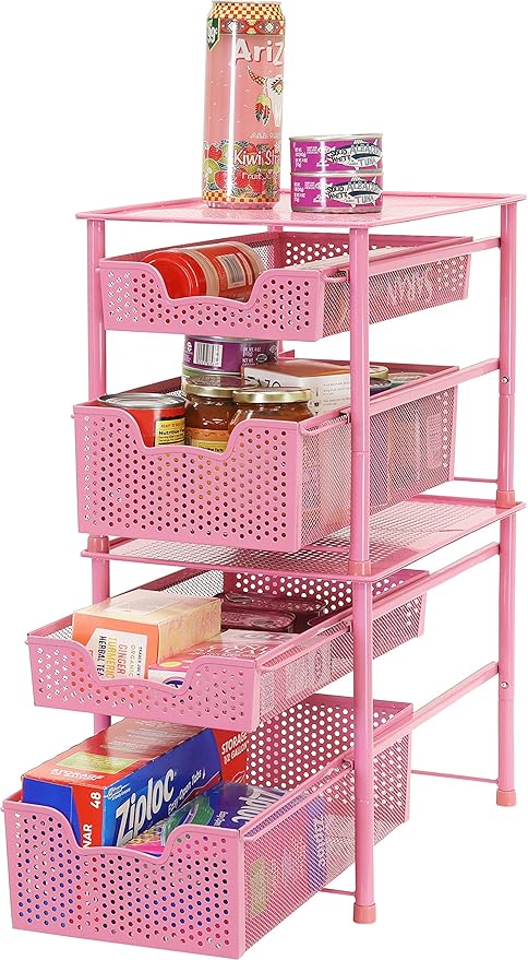 Simple Houseware Stackable 2 Tier Sliding Basket Organizer Drawer
