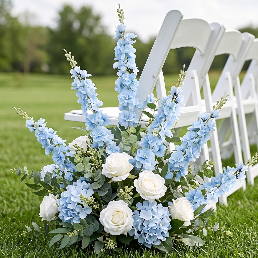 16Pcs Light Blue Delphinium Artificial Flower 33.5'' Long Stem Blue F...