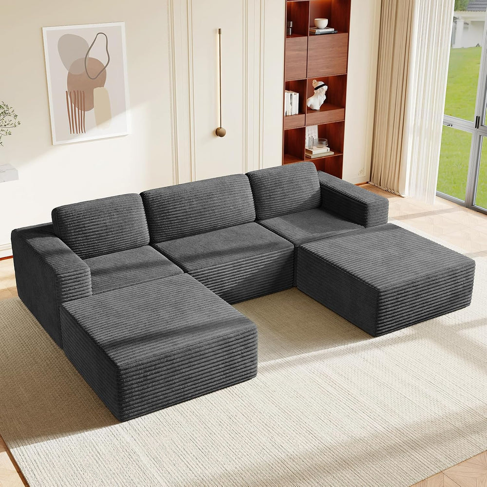 Vesgantti 119" Oversized U-Shaped Modular Sectional Sofa, Corduroy Cloud...