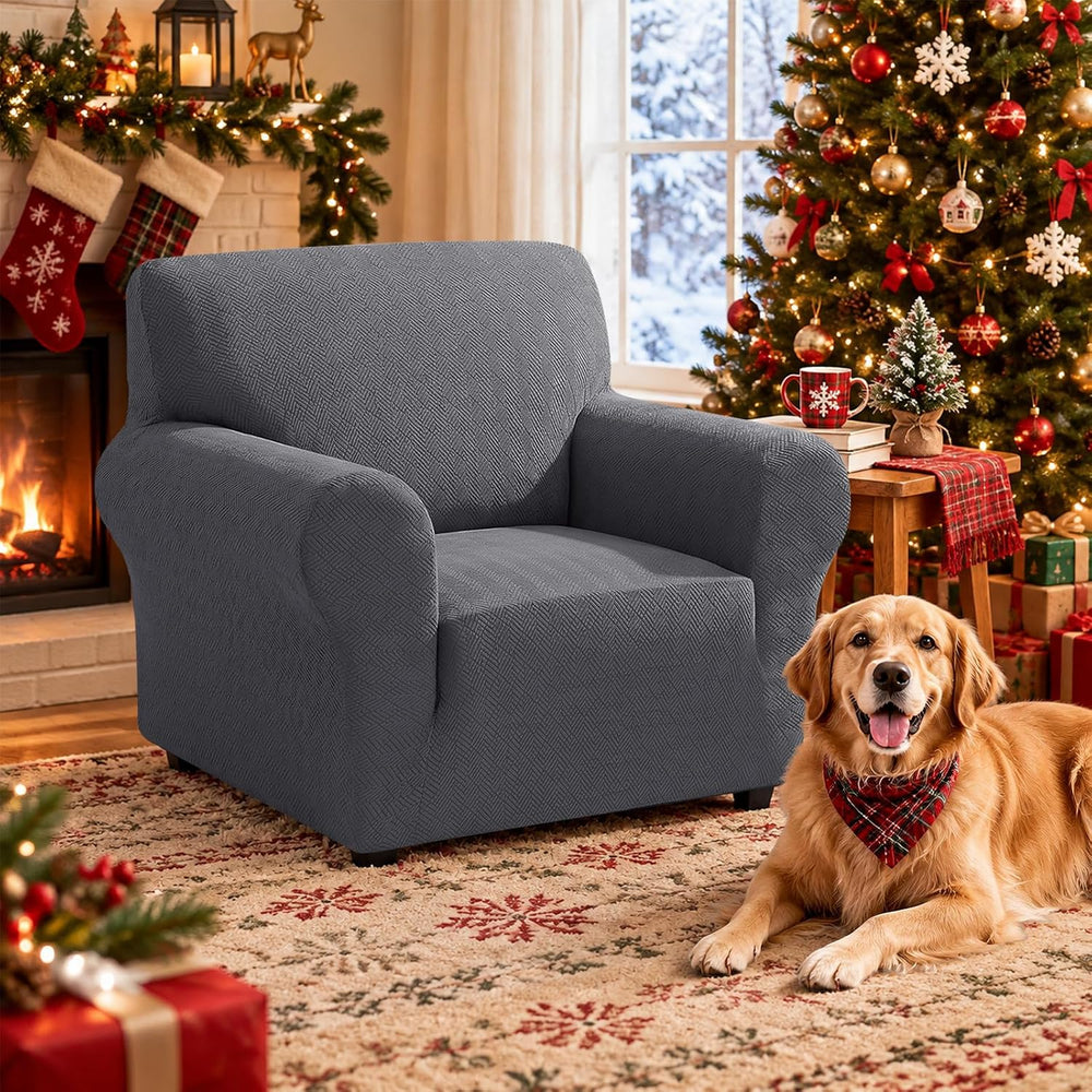 XINEAGE Stretch Armchair Slipcover, Non-Slip Pet Couch Cover,Light Gray