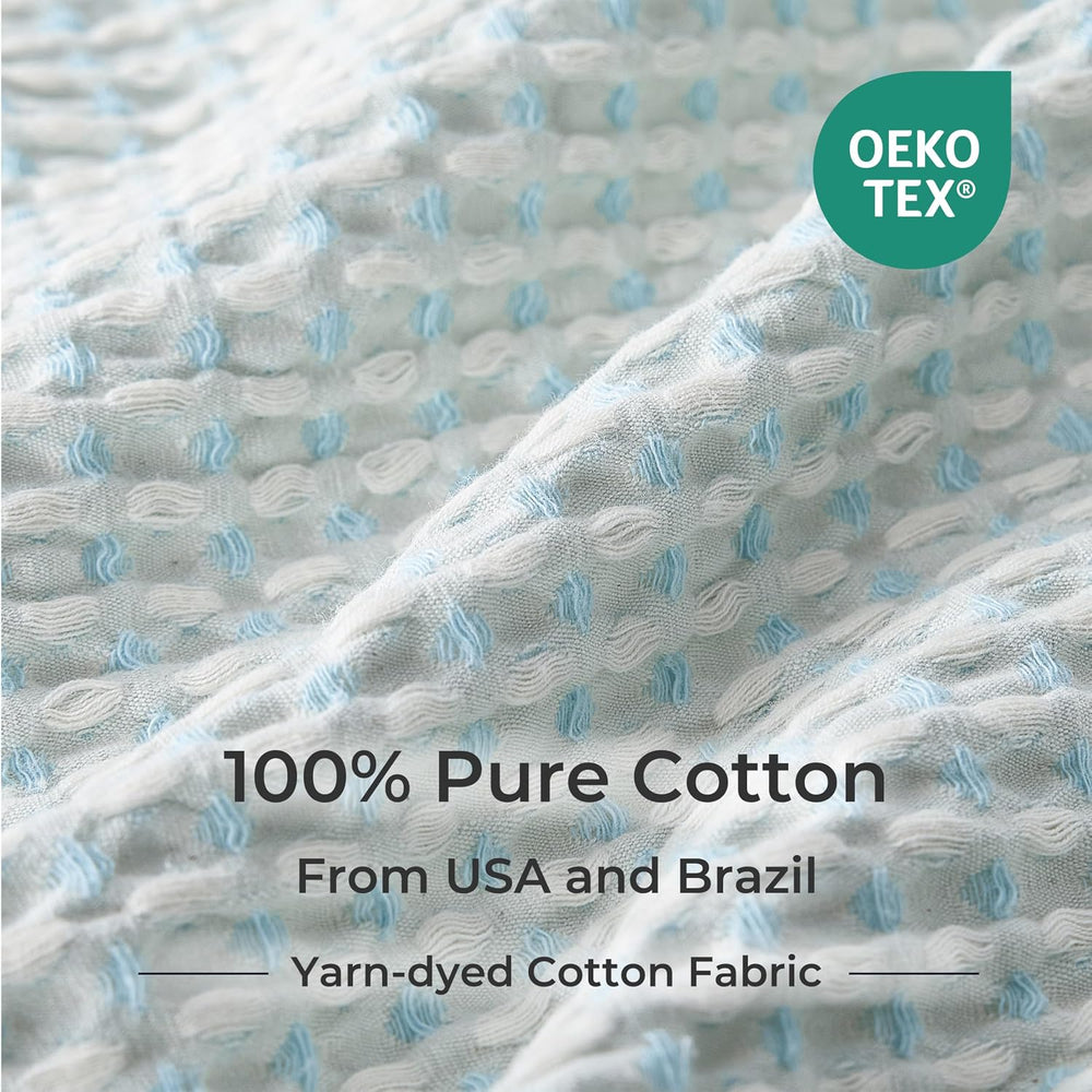EGOHOME Lightweight Cotton Two-Tone Check Pattern Waffle Blanket Twin Size