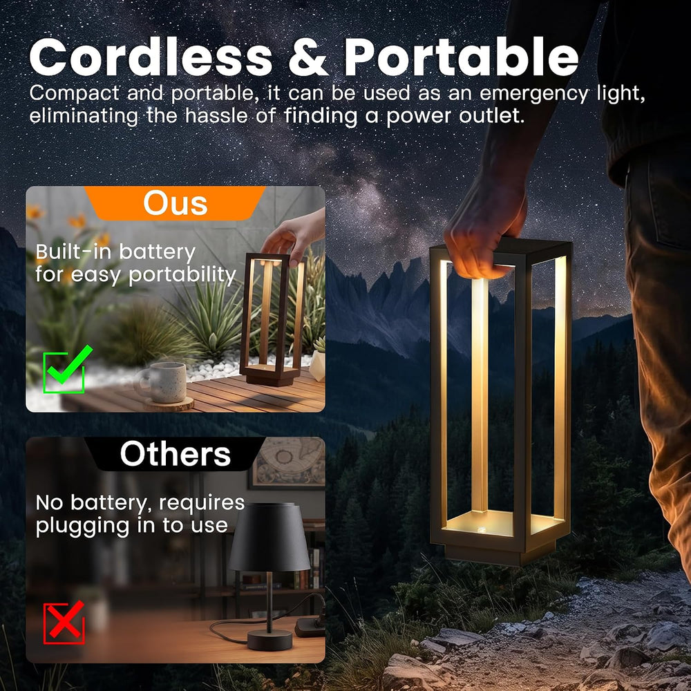 WIHTU 10" Rechargeable Outdoor Table Lamp Set of 2, Cordless Portable Light