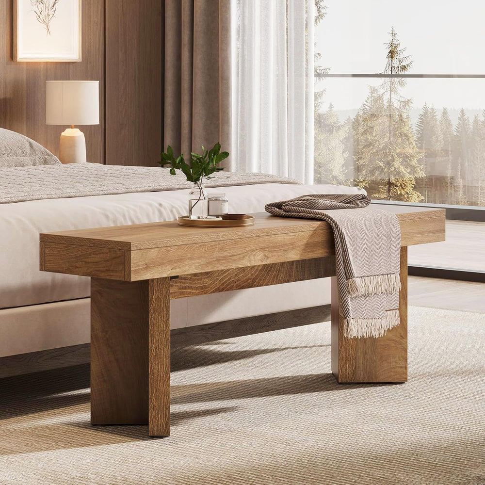 Tribesigns Wooden Entryway Bench, 47" Farmhouse Indoor End of Bed Bench,...