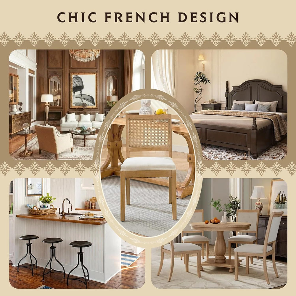 SoarFlash Kitchen French Dining Chairs Set of 2, Vintage Dining Chairs with R...